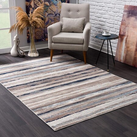 Palacedesigns 2 x 3 ft. Blue & Beige Distressed Stripes Scatter Area Rug PA3087206